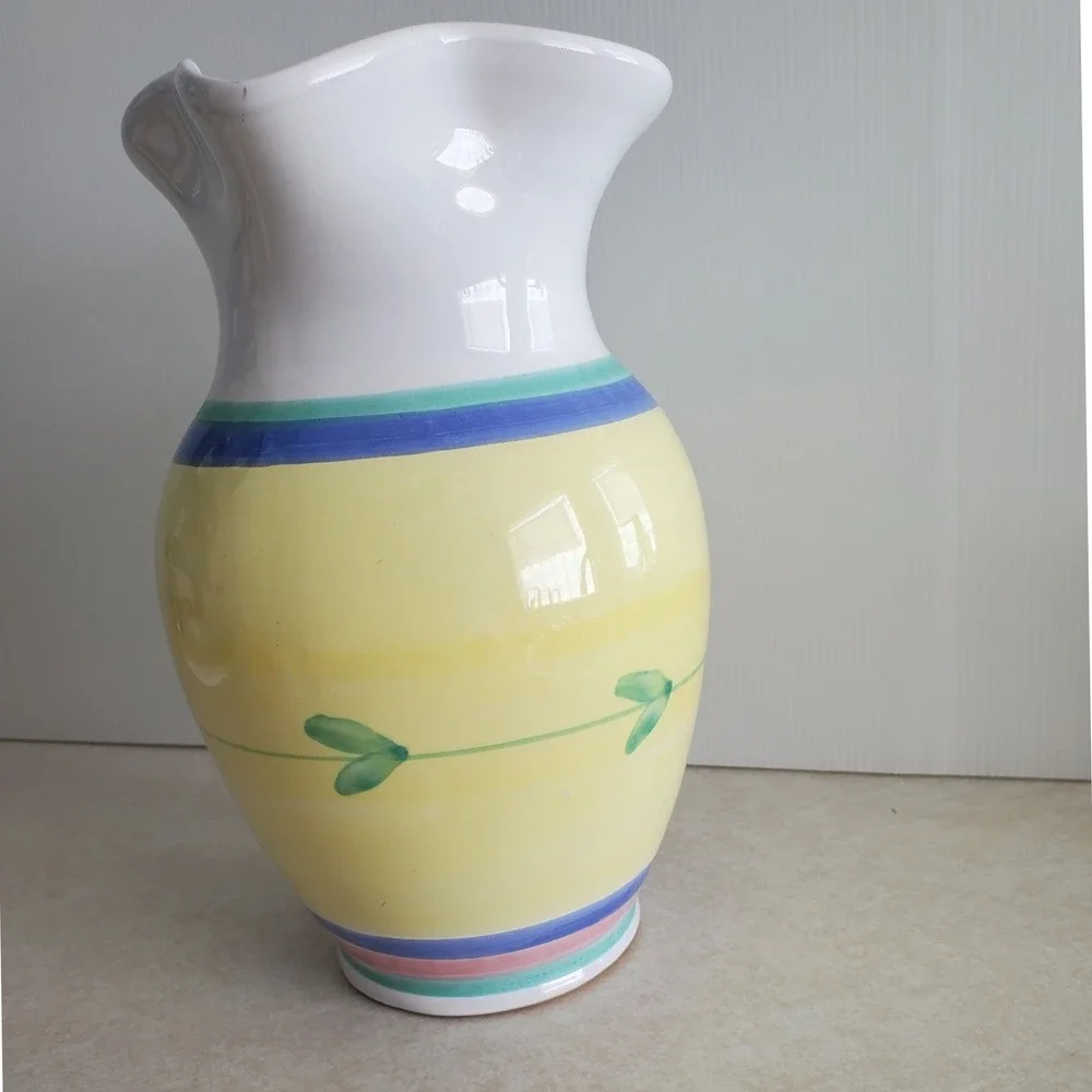 Caleca Ceramiche 64 OZ Pitcher Ceramic Carousel Hand Painted Country Cottage